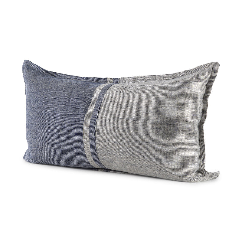 Gray And Blue Color Block Lumbar Pillow Cover - Home Decor