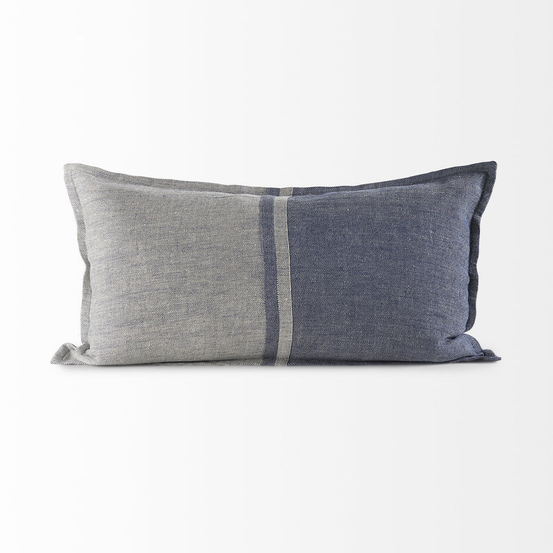 Gray And Blue Color Block Lumbar Pillow Cover - Home Decor