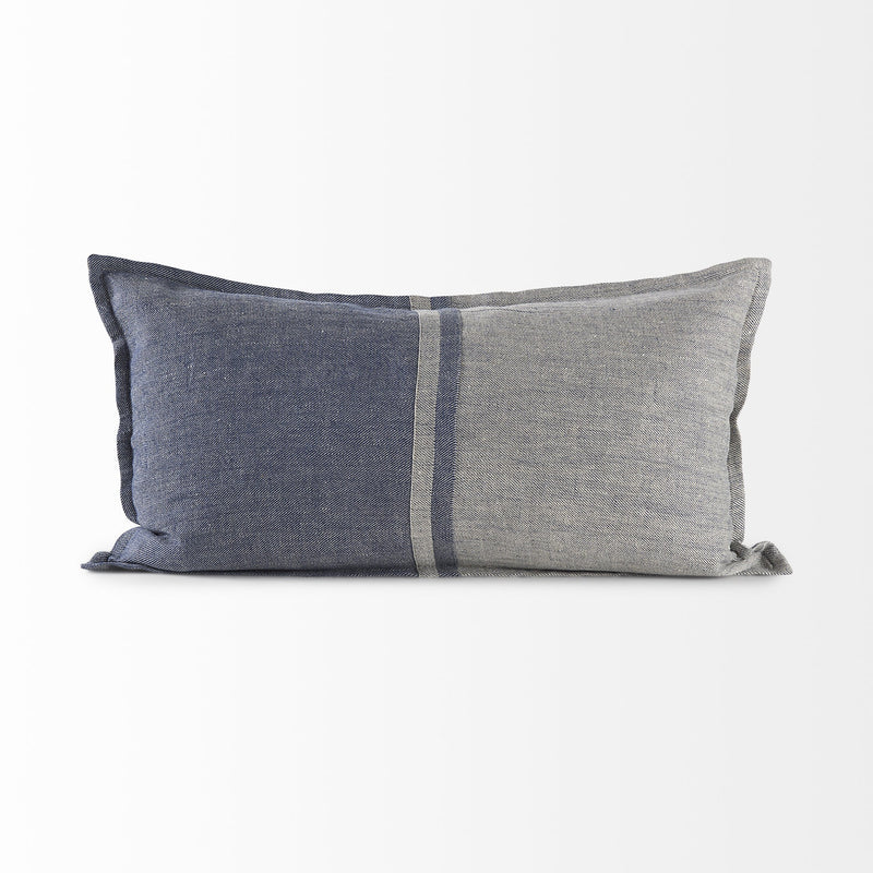 Gray And Blue Color Block Lumbar Pillow Cover - Home Decor