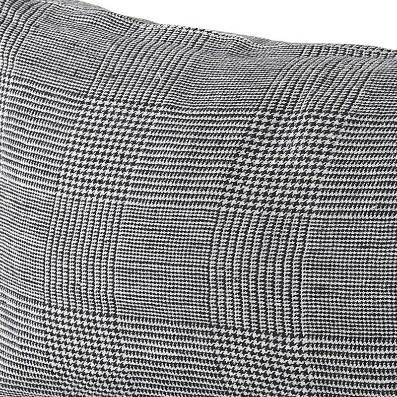 14" X 26" Black And White Herringbone Plaid Linen Throw Pillow Cover - Home Decor