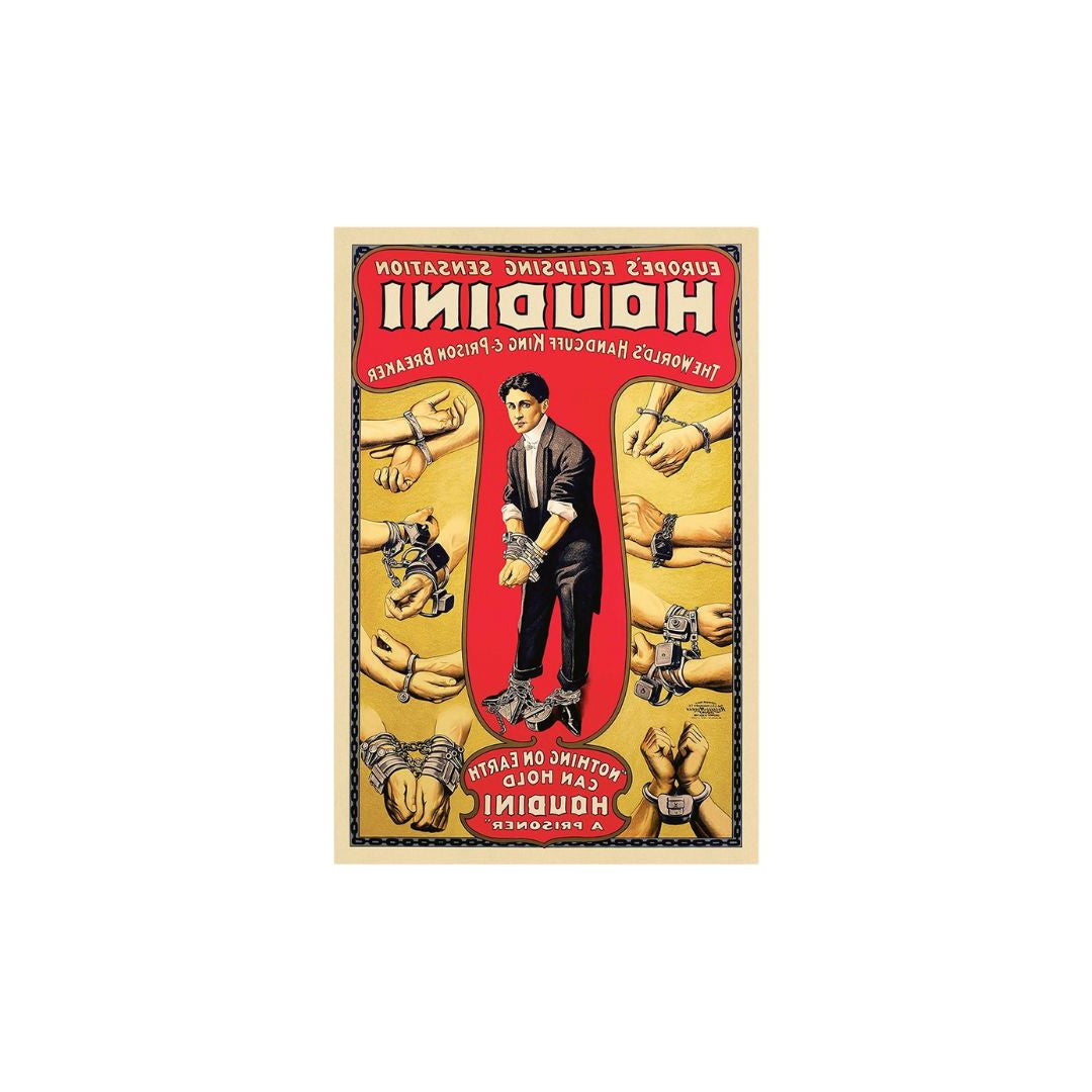 16" X 24" Houdini Handcuff King Vintage Magic Poster Wall Art - Home & Garden