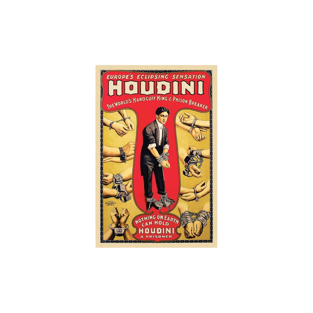 16" X 24" Houdini Handcuff King Vintage Magic Poster Wall Art - Home & Garden