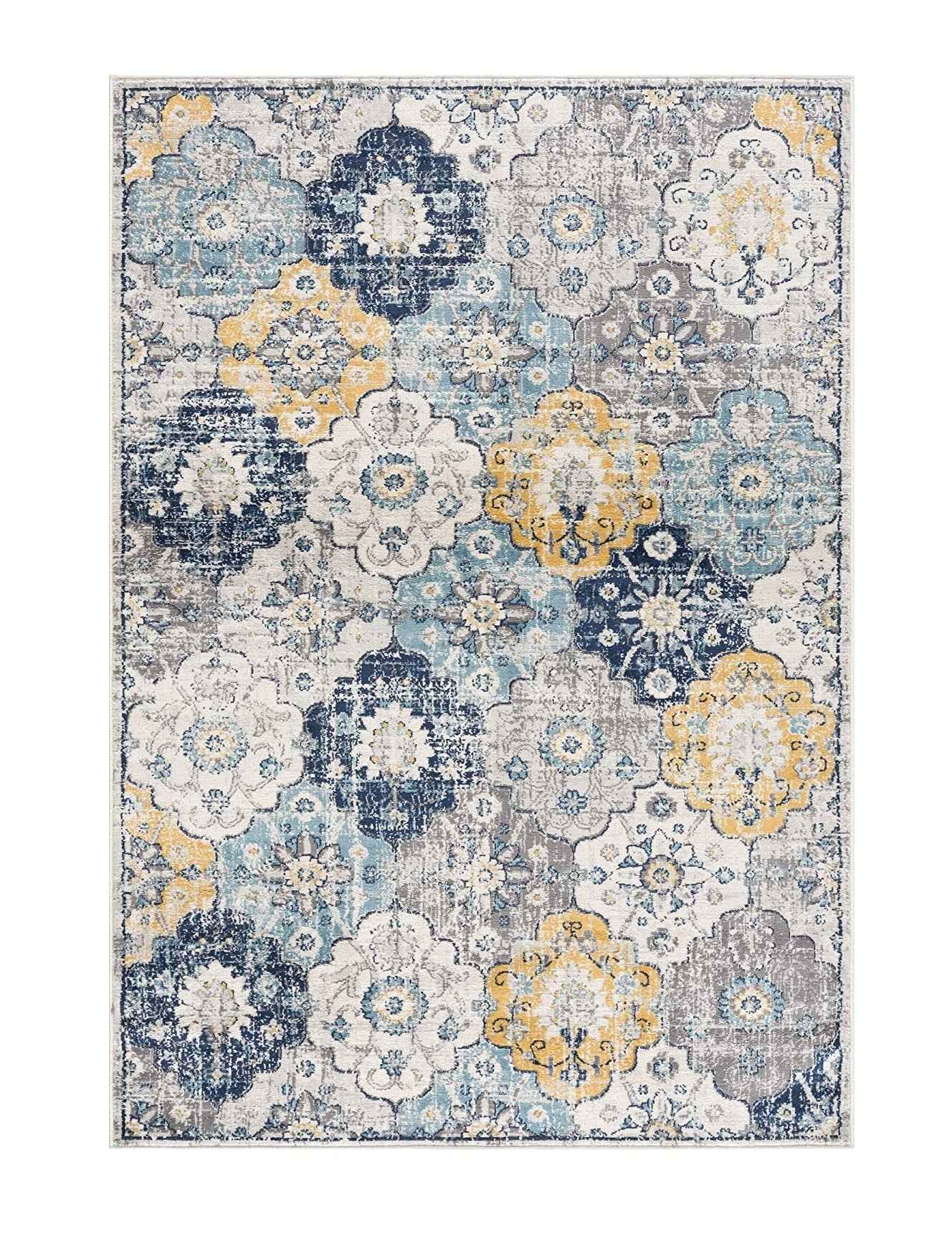 10' Blue Floral Dhurrie Runner Rug