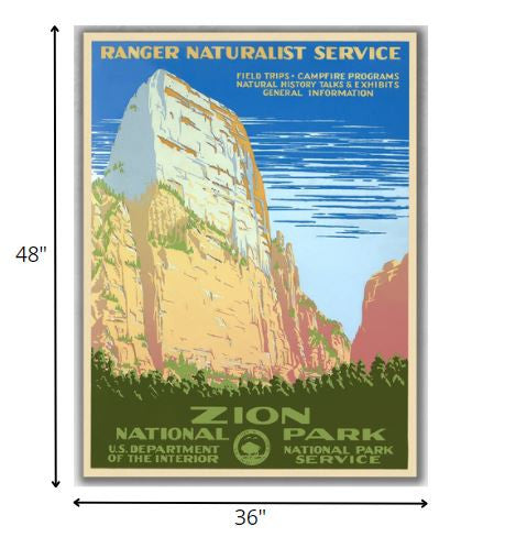 36" x 48" Zion National Park c1938 Vintage Travel Poster Wall Art - Home Decor