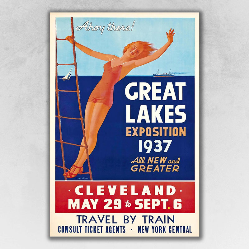 24" X 36" Great Lakes 1937 Vintage Travel Poster Wall Art - Home Decor