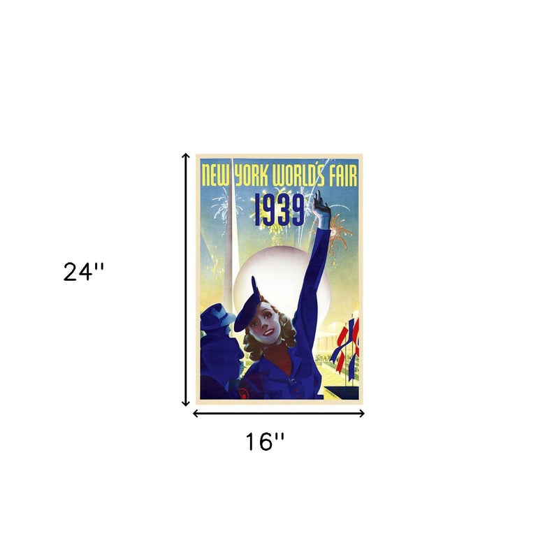 New York 1939 World's Fair Vintage Travel Unframed Print Wall Art - Home Decor