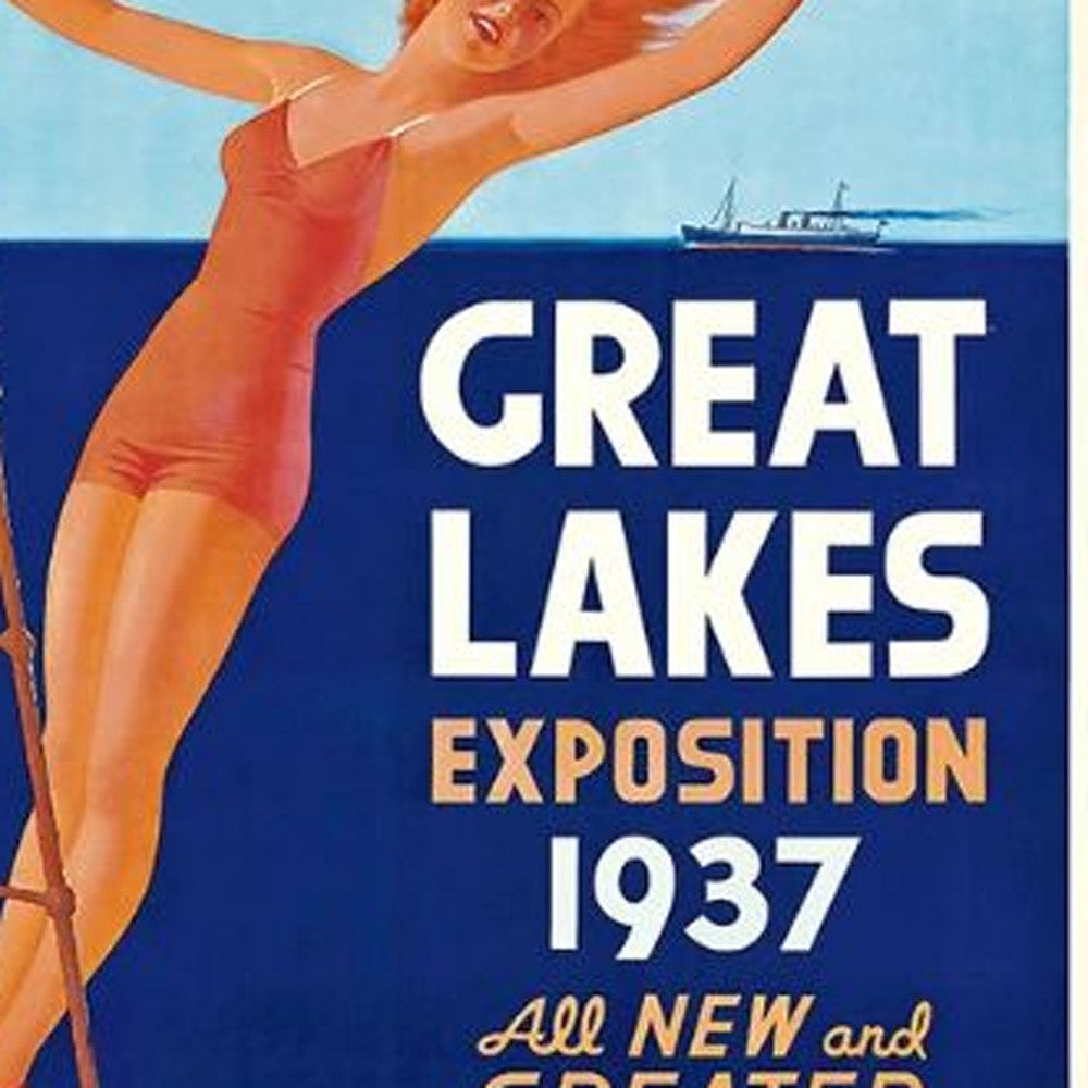12" X 18" Great Lakes 1937 Vintage Travel Poster Wall Art - Home Decor