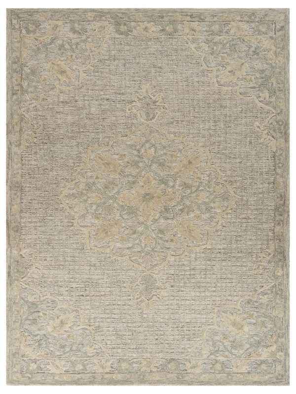 9’ x 12’ Beige Distressed Floral Area Rug