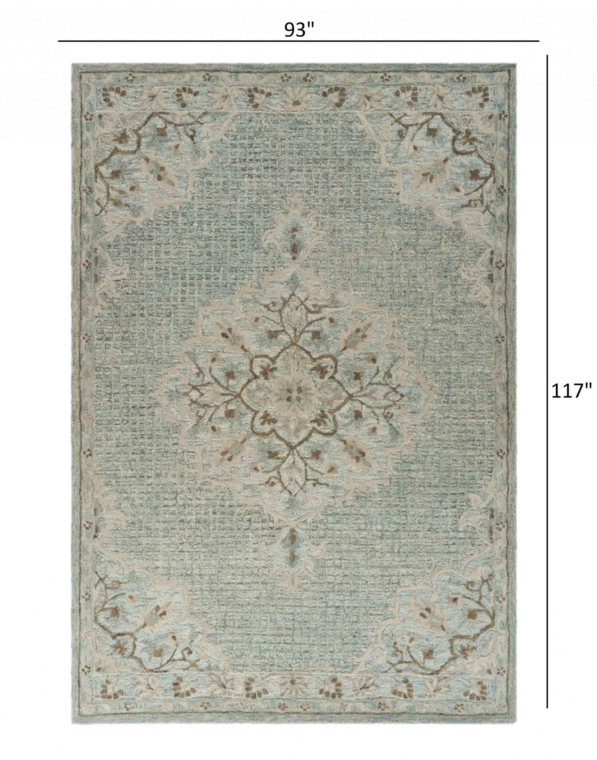 8' X 10' Blue Wool Hand Tufted Area Rug
