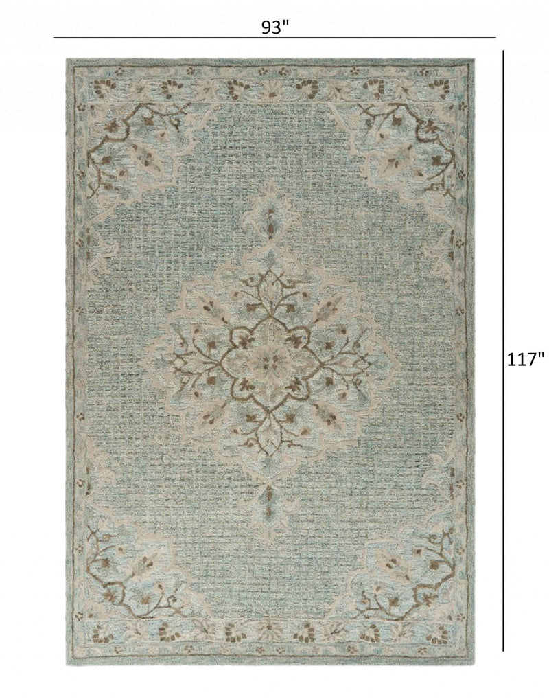 8' X 10' Blue Wool Hand Tufted Area Rug
