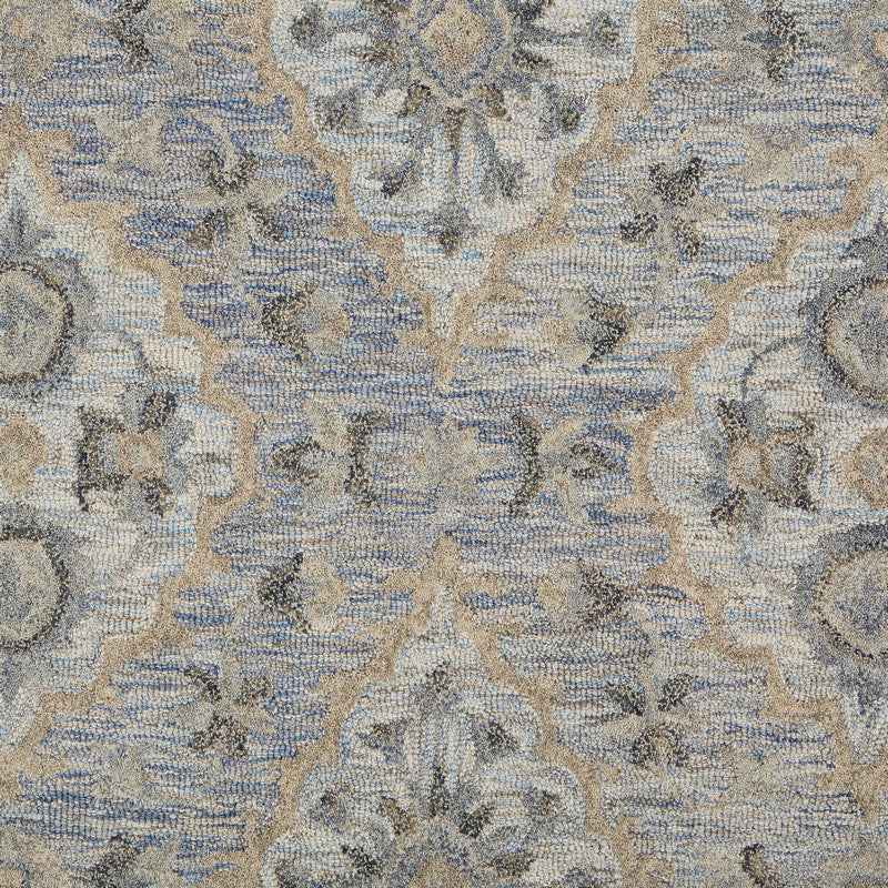 9’ x 12’ Blue and Tan Traditional Area Rug