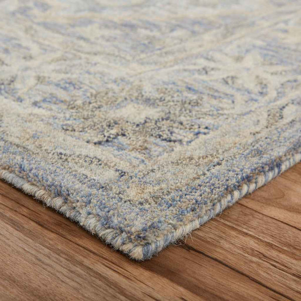 5’ x 8’ Blue and Tan Traditional Area Rug Default Title