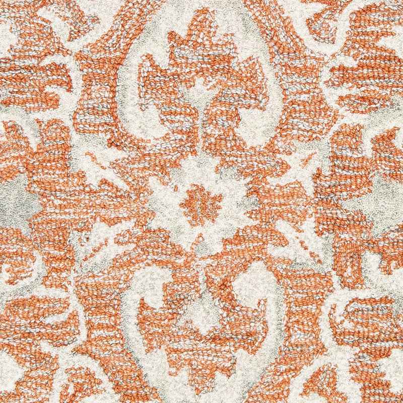 9’ x 12’ Orange and Ivory Medallion Area Rug
