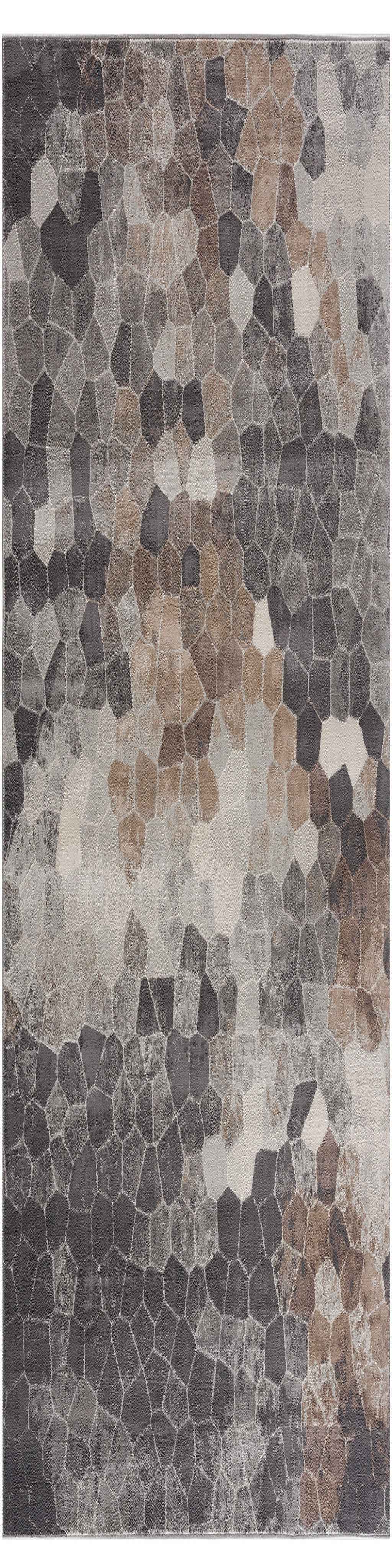 2’ x 8’ Beige Cobblestone Pattern Runner Rug
