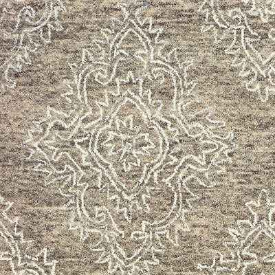 9’ x 12’ Khaki and White Damask Area Rug