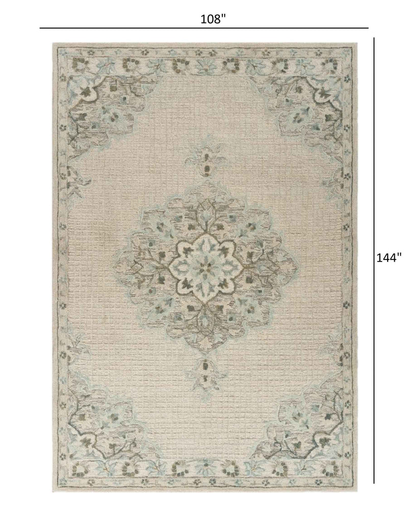 9' X 12' Ivory Wool Dhurrie Handmade Area Rug