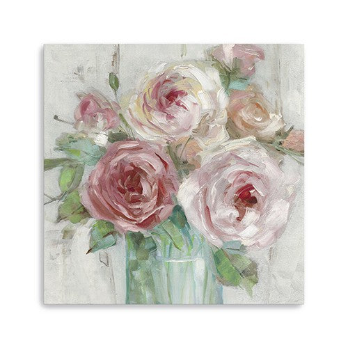 40" x 40" Watercolor Soft Pastel Peonies Bouquet Canvas Wall Art Default Title