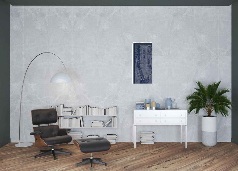 36" x 24" Indigo and White Aerial New York Map Canvas Wall Art