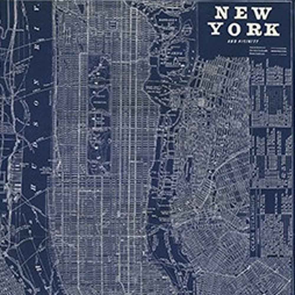 48" x 32" Indigo and White Aerial New York Map Canvas Wall Art