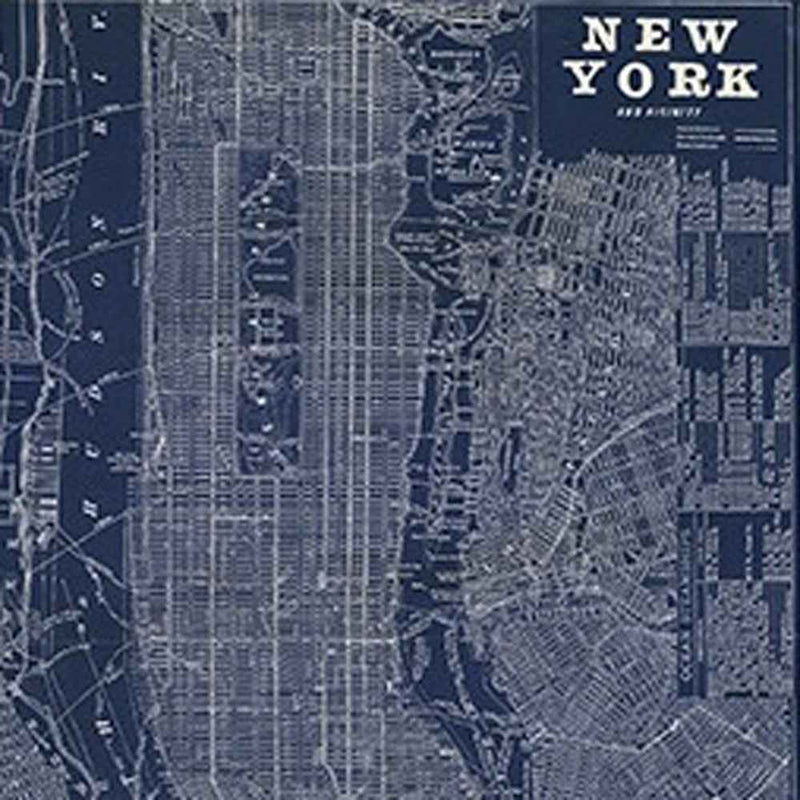 48" x 32" Indigo and White Aerial New York Map Canvas Wall Art