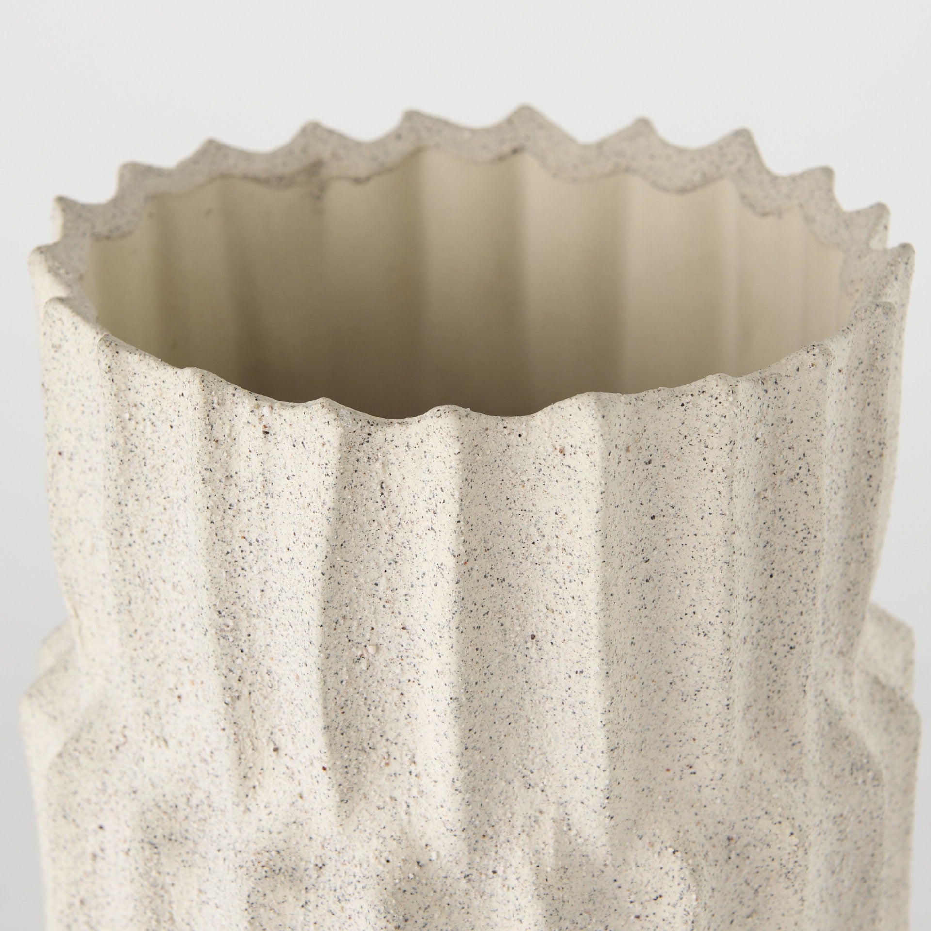 14" Sand Ceramic Cylinder Table Vase - Home & Garden