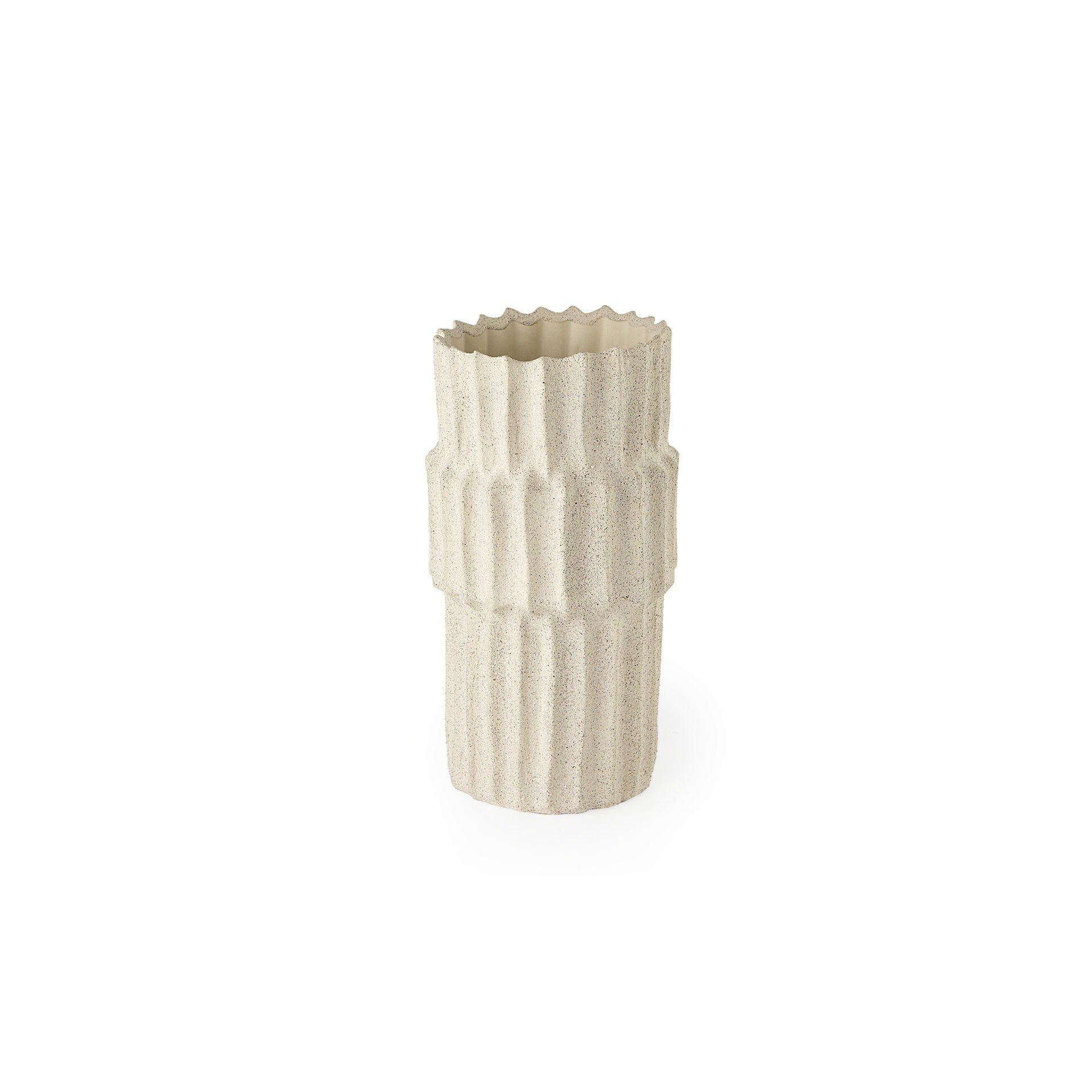 14" Sand Ceramic Cylinder Table Vase - Home & Garden