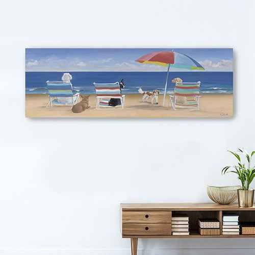 60" x 20" Dogs Perfect Beach Day Canvas Wall Art