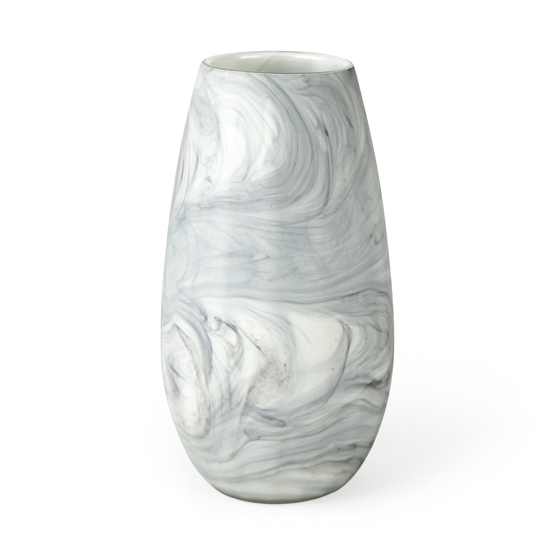 12" Gray And White Abstract Cylinder Crystal Glass Table Vase - Home & Garden
