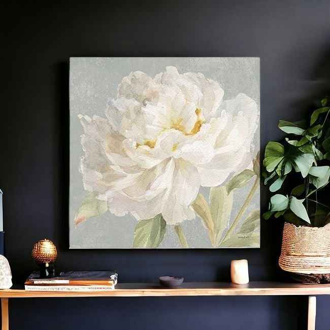 Angelic White Peony Flower Unframed Print Wall Art