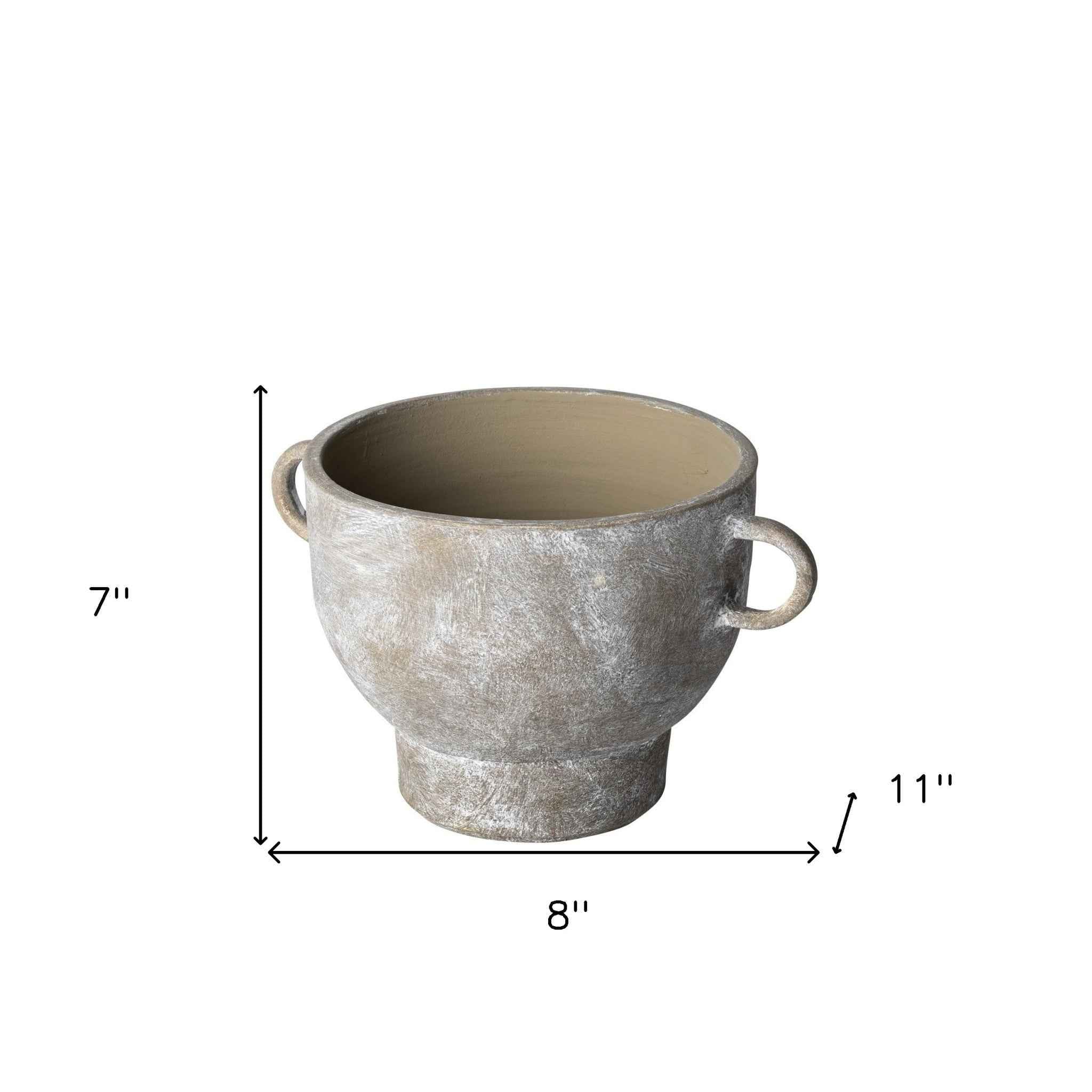 7" Rustic Organic Finish Whitewash Brown Ceramic Vase