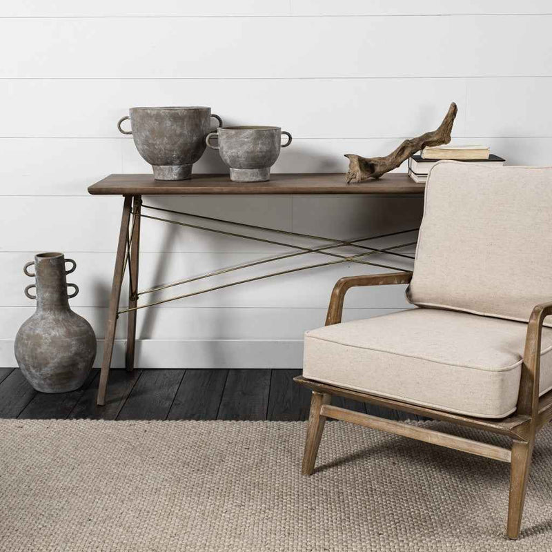 7" Rustic Organic Finish Whitewash Brown Ceramic Vase