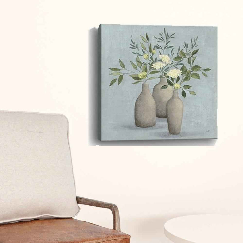 Pretty Bohemian Flowers In Ceramic Vases Unframed Print Wall Art