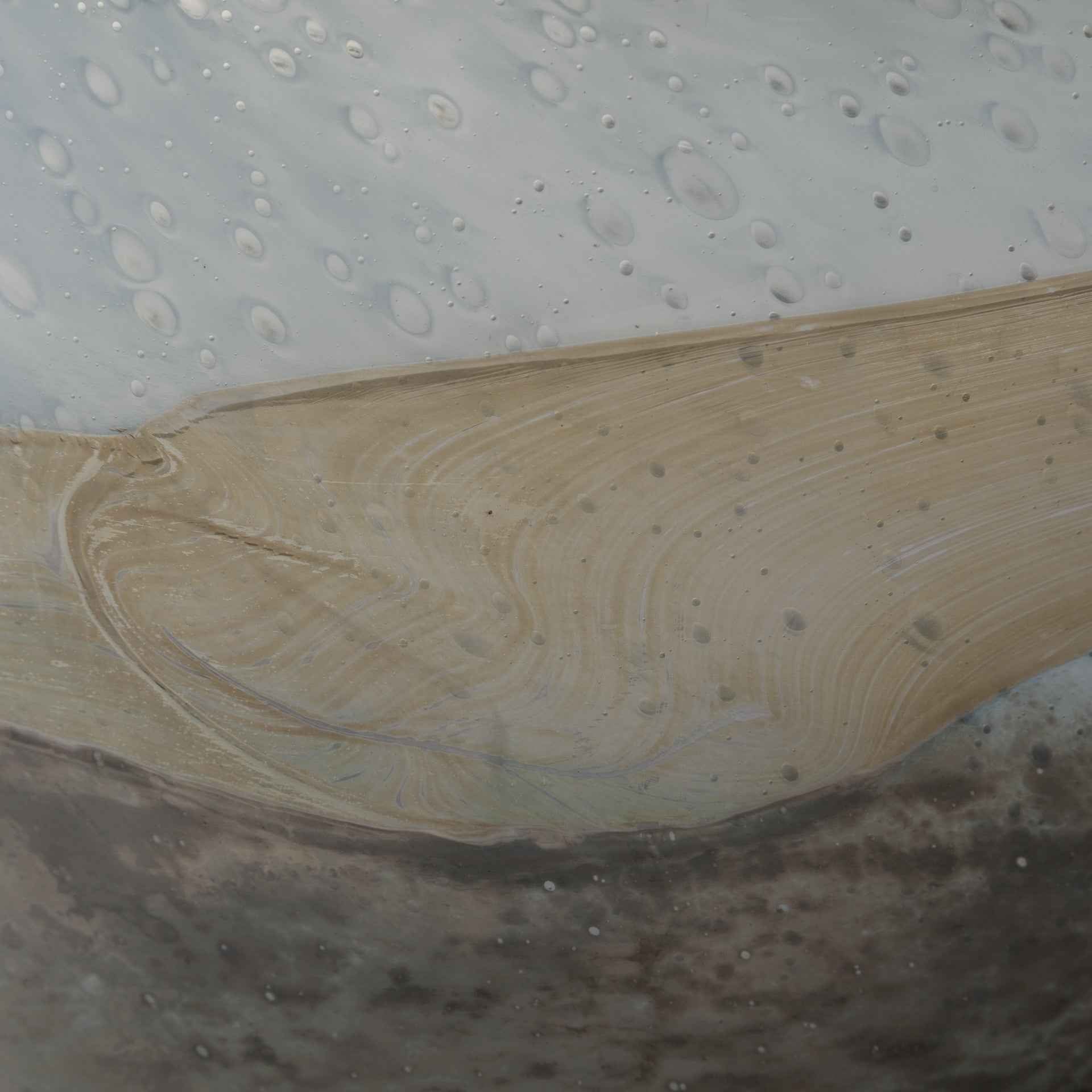 9" Ocean Wave Colored Bubble Glass Rounded Square Glass Vase