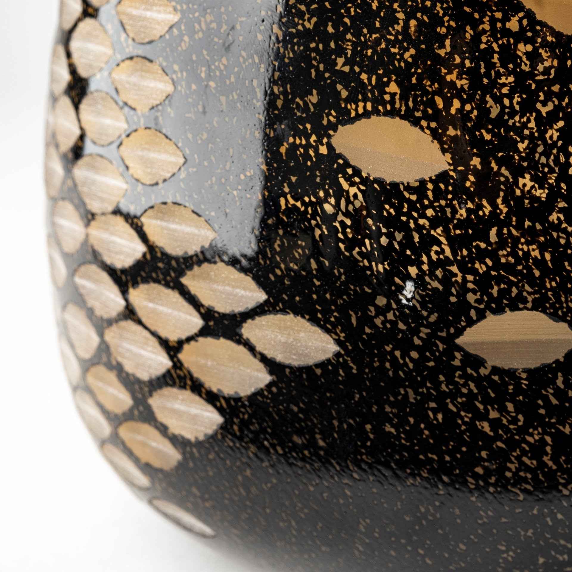 6" Black and Gold Artisan Bubble Glass Vase