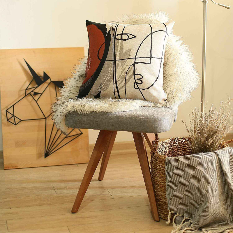 Red and Cream Abstract Strokes Throw Pillow