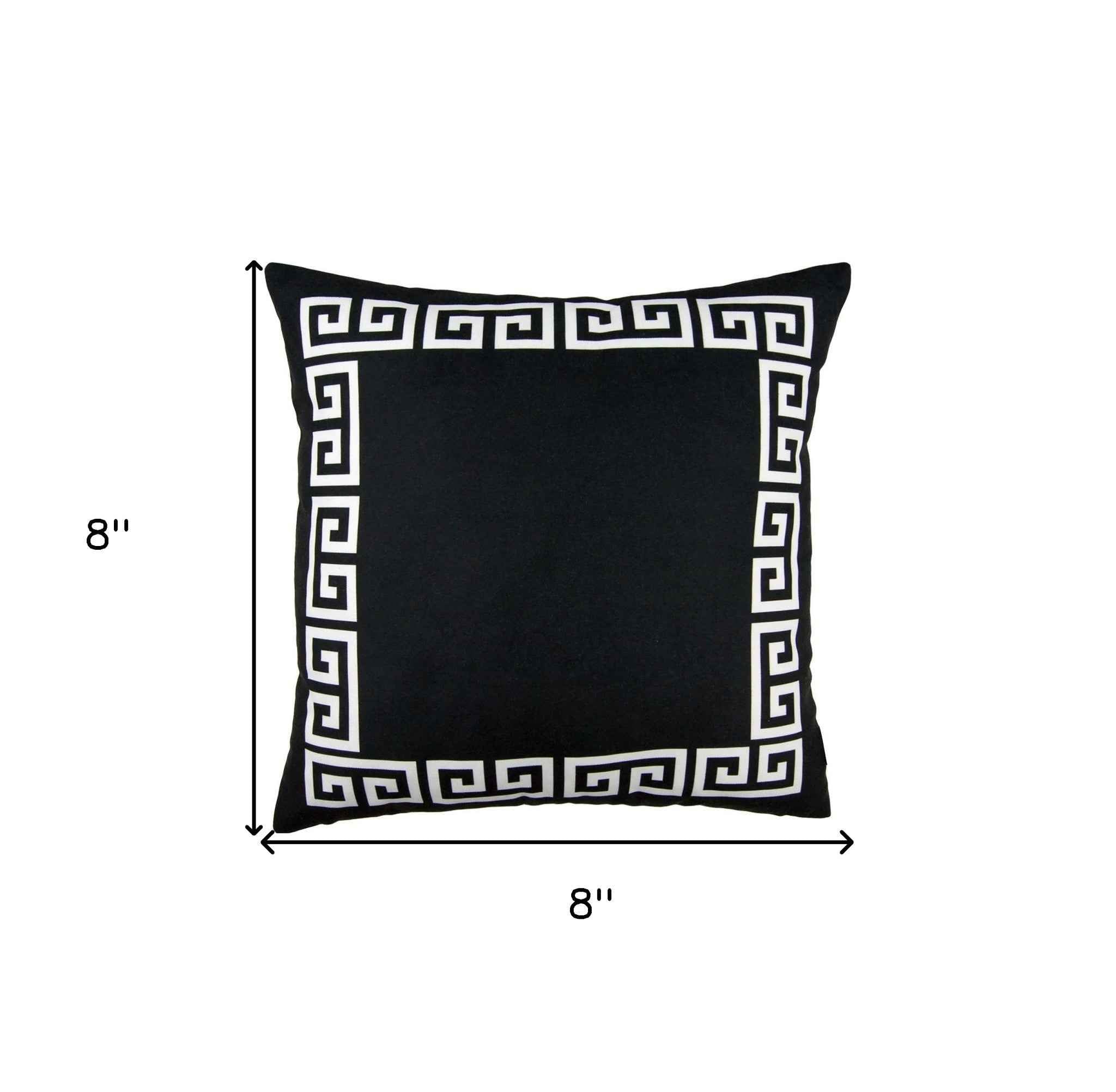 Black and White Greek Key Bordered Throw Pillow