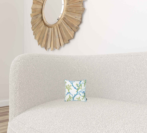 Blue and White Coral Marine Throw Pillow