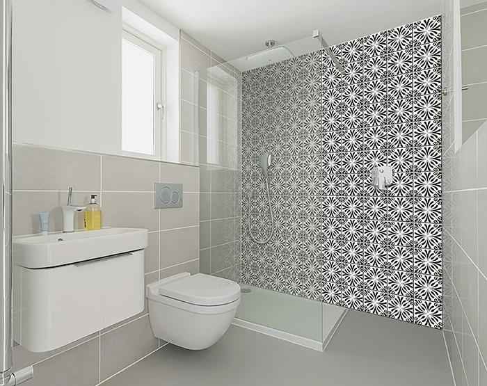 4" X 4" Black and White Flo Peel and Stick Removable Tiles