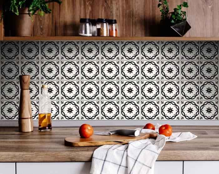 5" X 5" Black and White Rolla Peel and Stick Removable Tiles