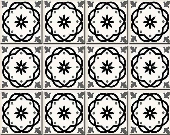 5" X 5" Black and White Rolla Peel and Stick Removable Tiles