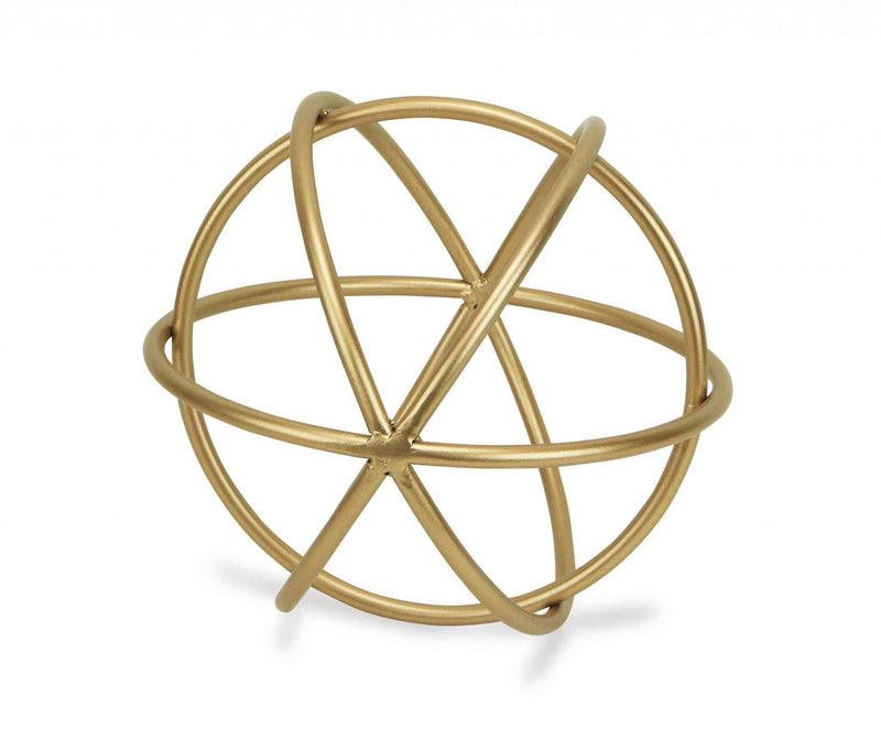 Petite Gold Metal Orb Decorative Sculpture