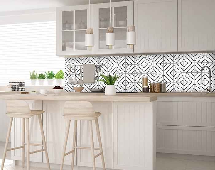 8" X 8" Black and White XL Prism  Peel and Stick Removable Tiles