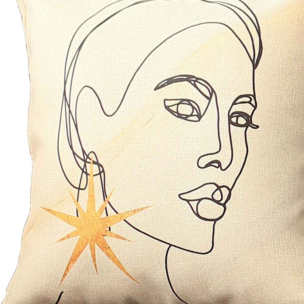 White Portrait Printed Decorative Throw Pillow
