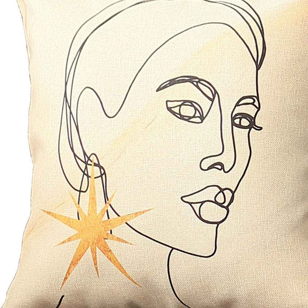 White Portrait Printed Decorative Throw Pillow