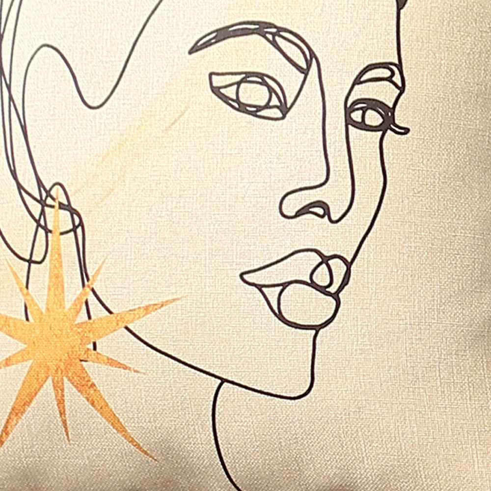 White Portrait Printed Decorative Throw Pillow