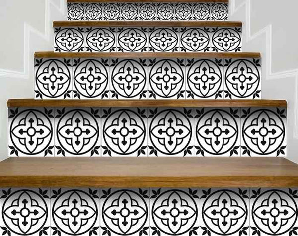 7" X 7" Black and White Peel and Stick Removable Tiles