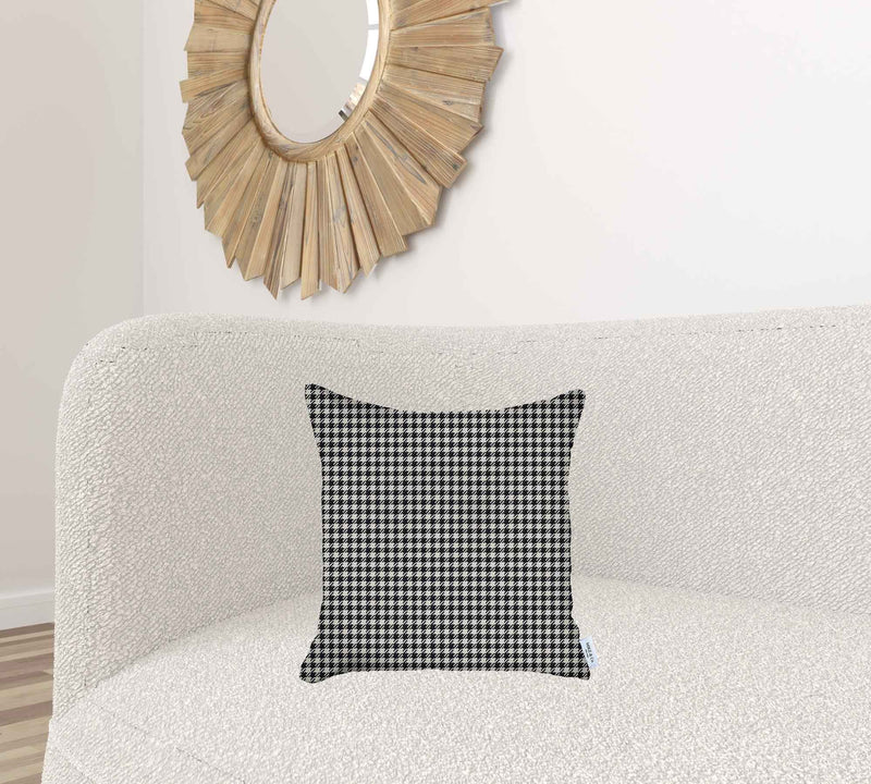 Black Houndstooth Pattern Throw Pillow