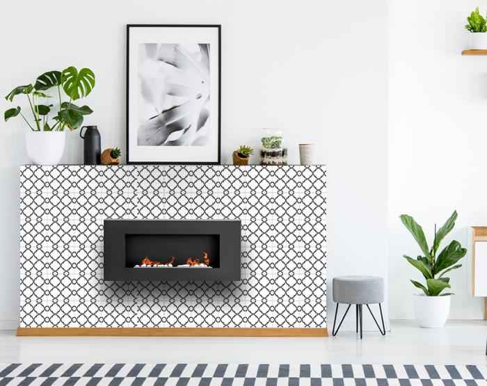 6" X 6" Black and White Prism Peel and Stick Removable Tiles