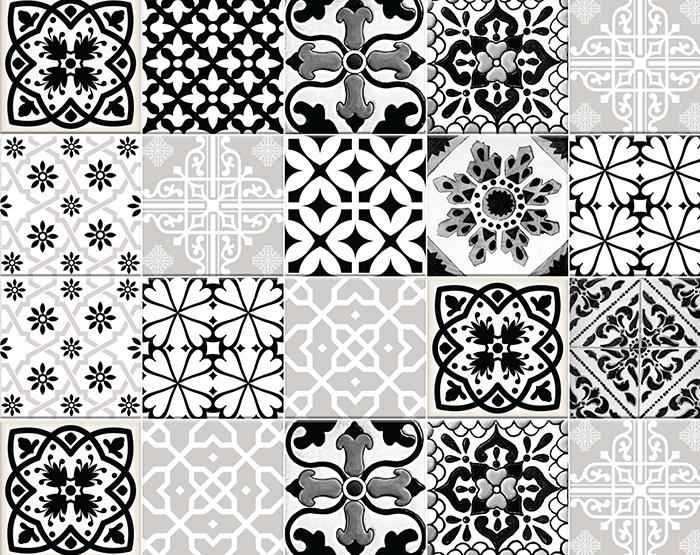 8" X 8" Black White and Gray Bella Peel and Stick Tiles