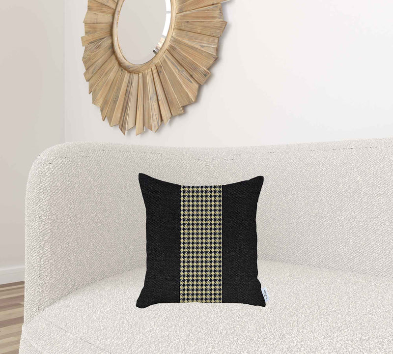Black and Yellow Houndstooth Throw Pillow